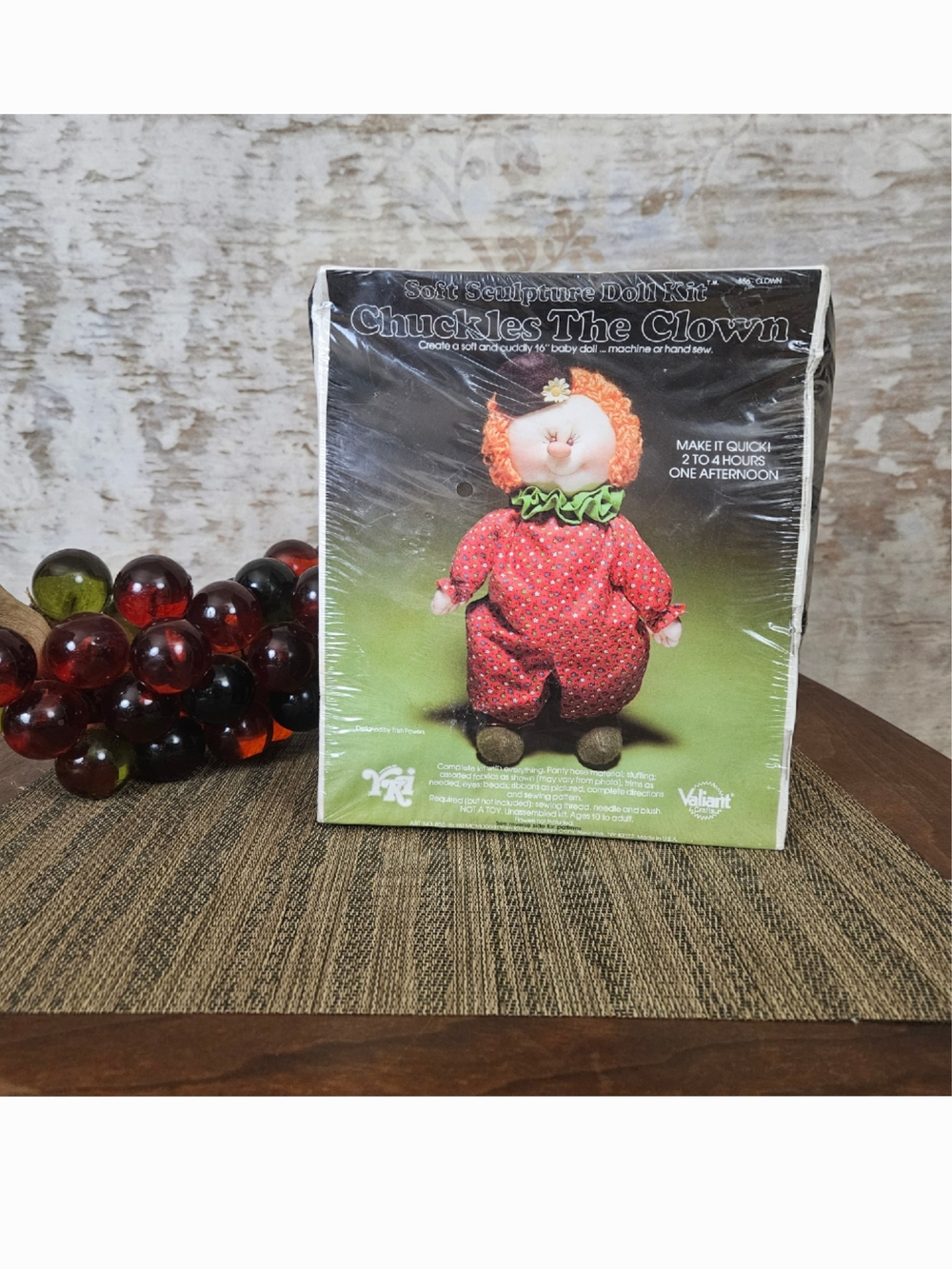 Vintage Sewing Kit 1980s Chuckles the Clown 16" Baby Doll Soft Sculpture - Picture 3 of 11
